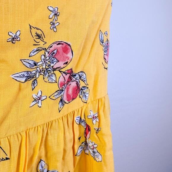 Floral Sleeveless Square Neck Spaghetti Strap Tunic Mini Dress Gold Yellow S NWT - Picture 4 of 12